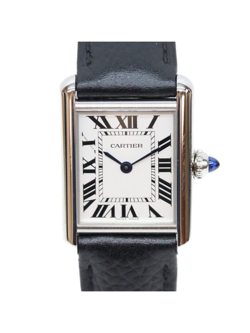Cartier SS Tank Must SM Silver Dial Leather